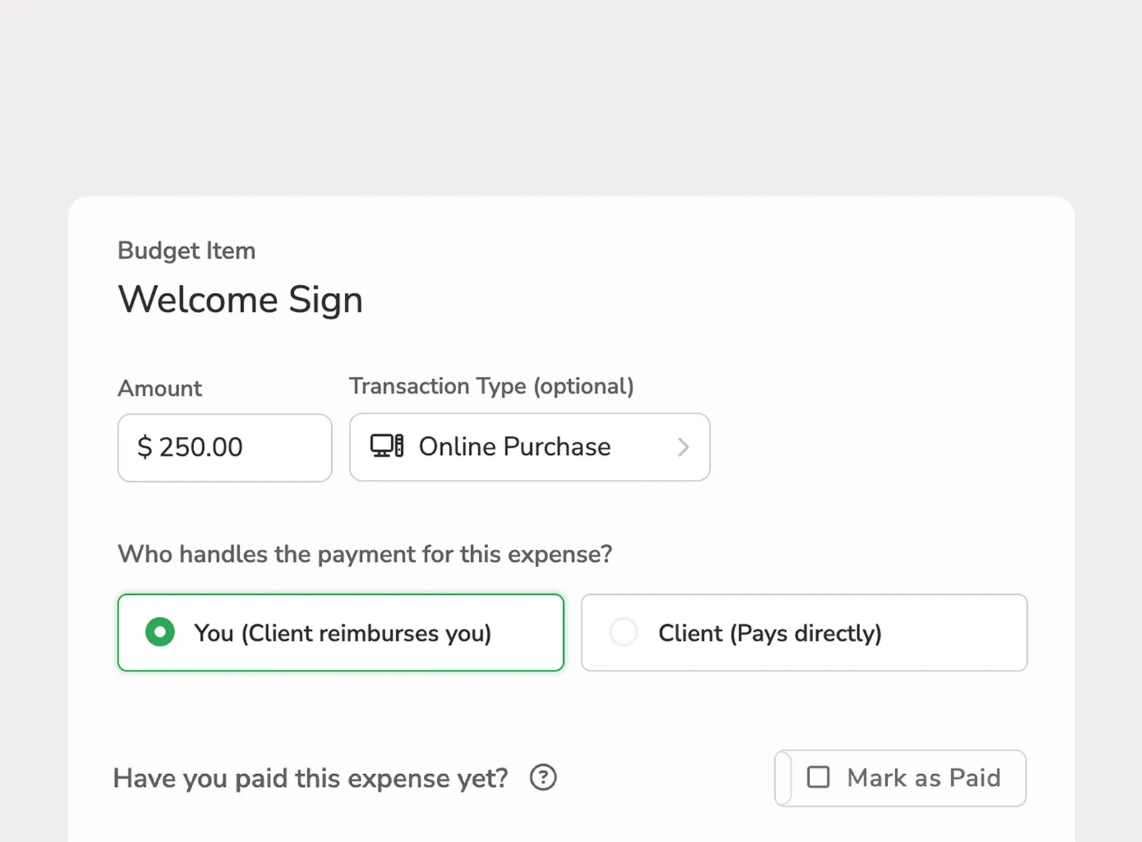 Track direct expenses alongside invoices
