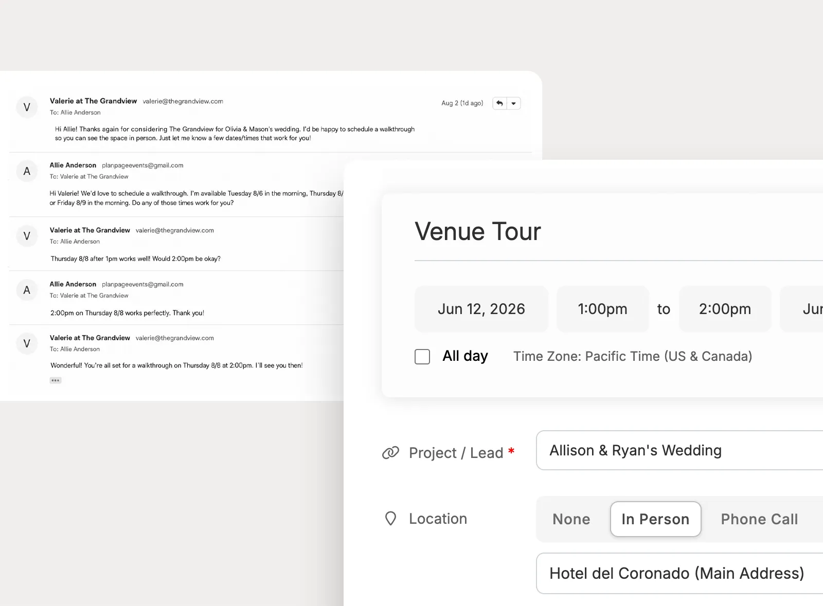 Create calendar events from email
