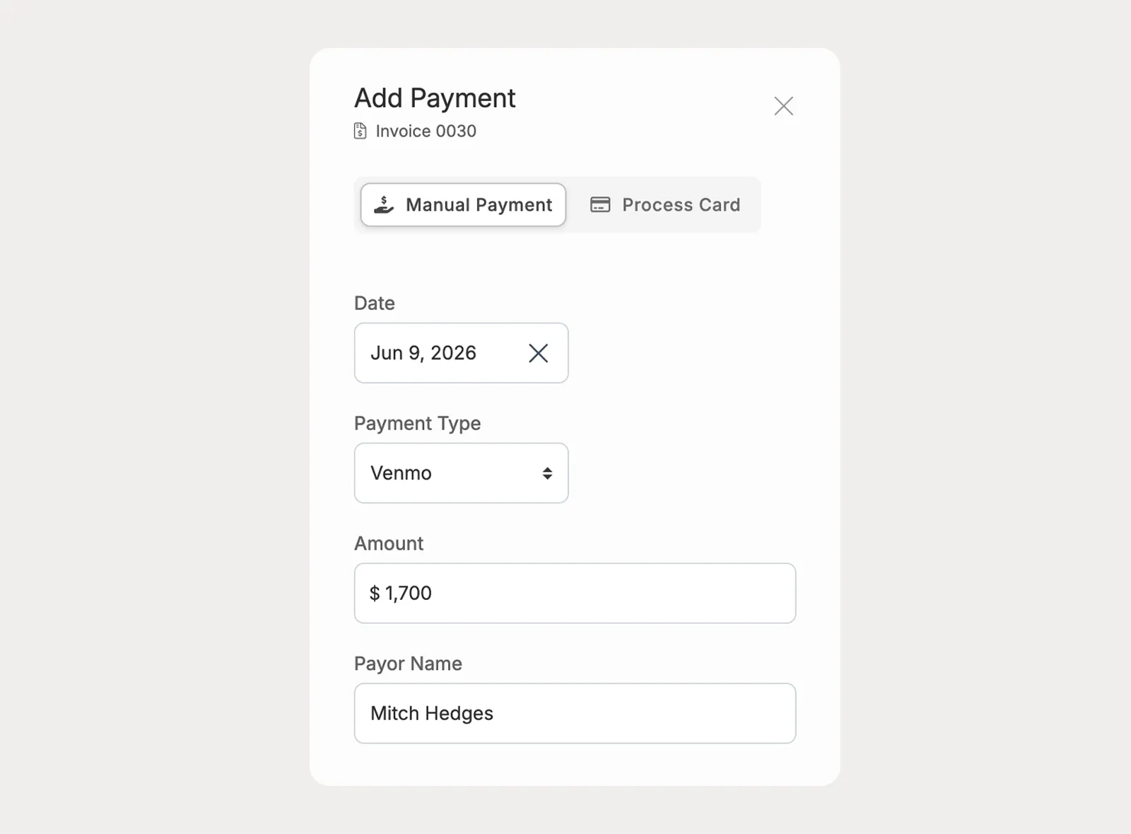 Record manual payments