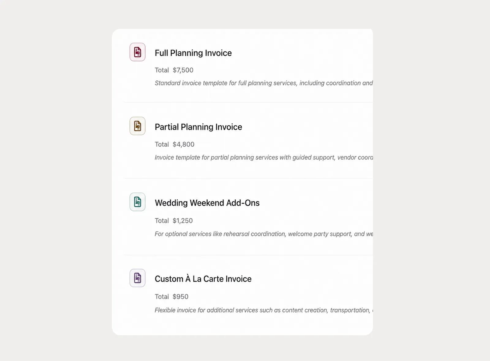 Start from invoice templates