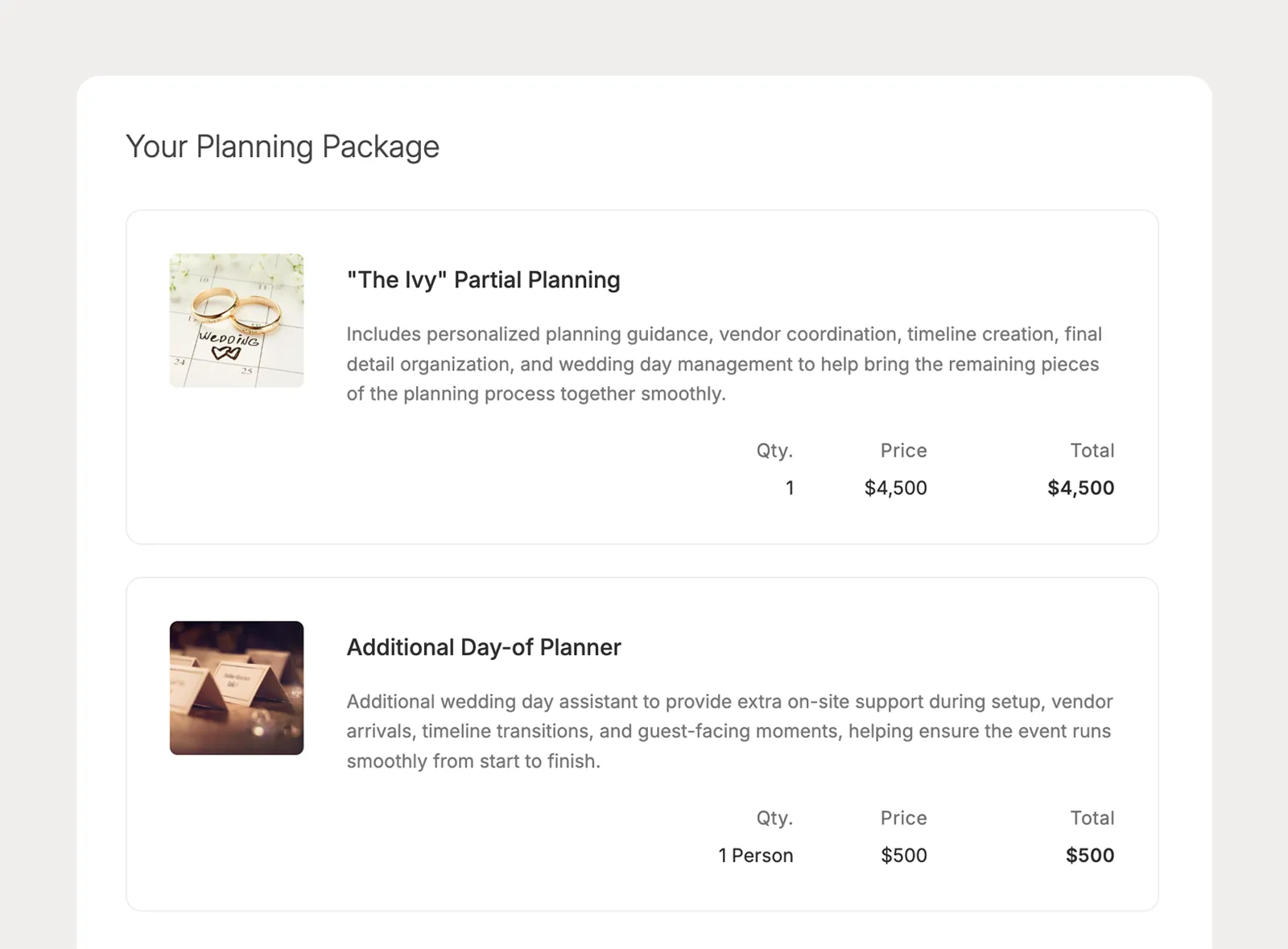 Create included service sections