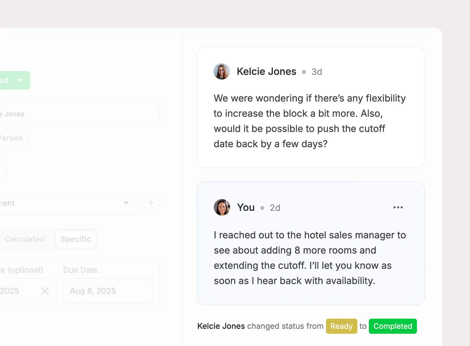 Keep task conversations and changes accountable