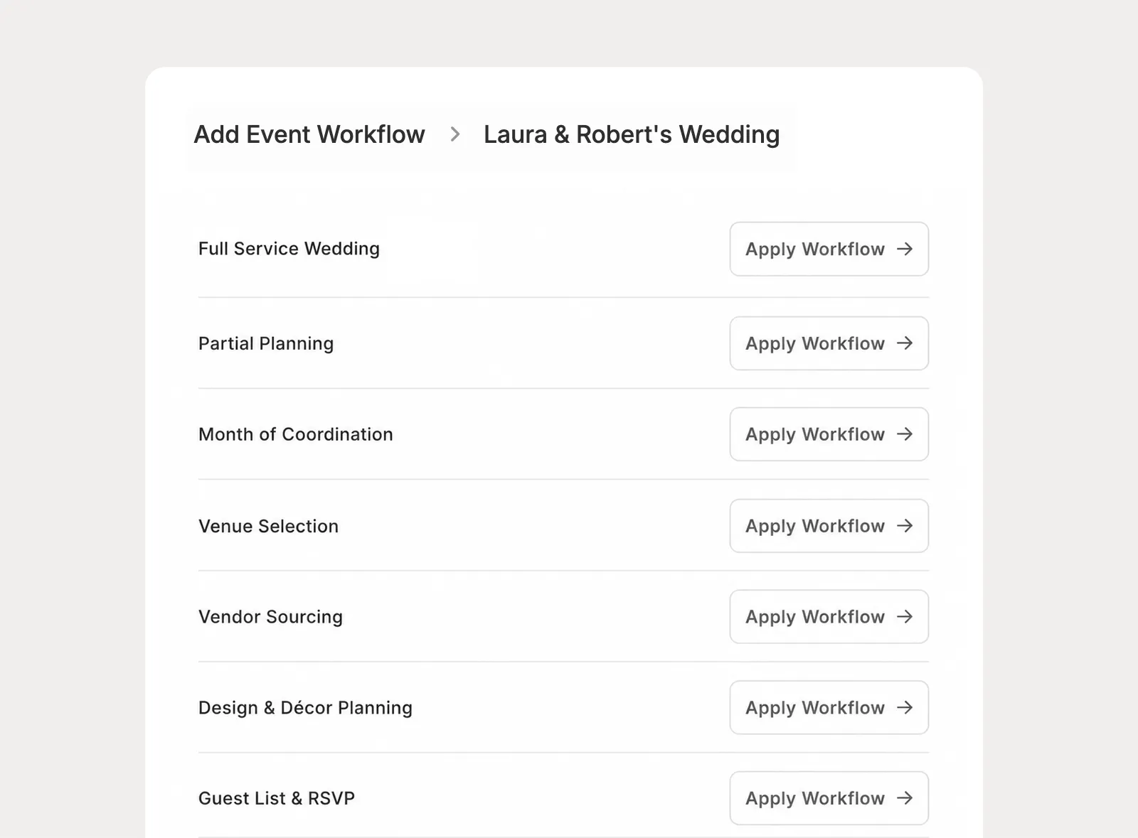 Apply only the workflows each project needs