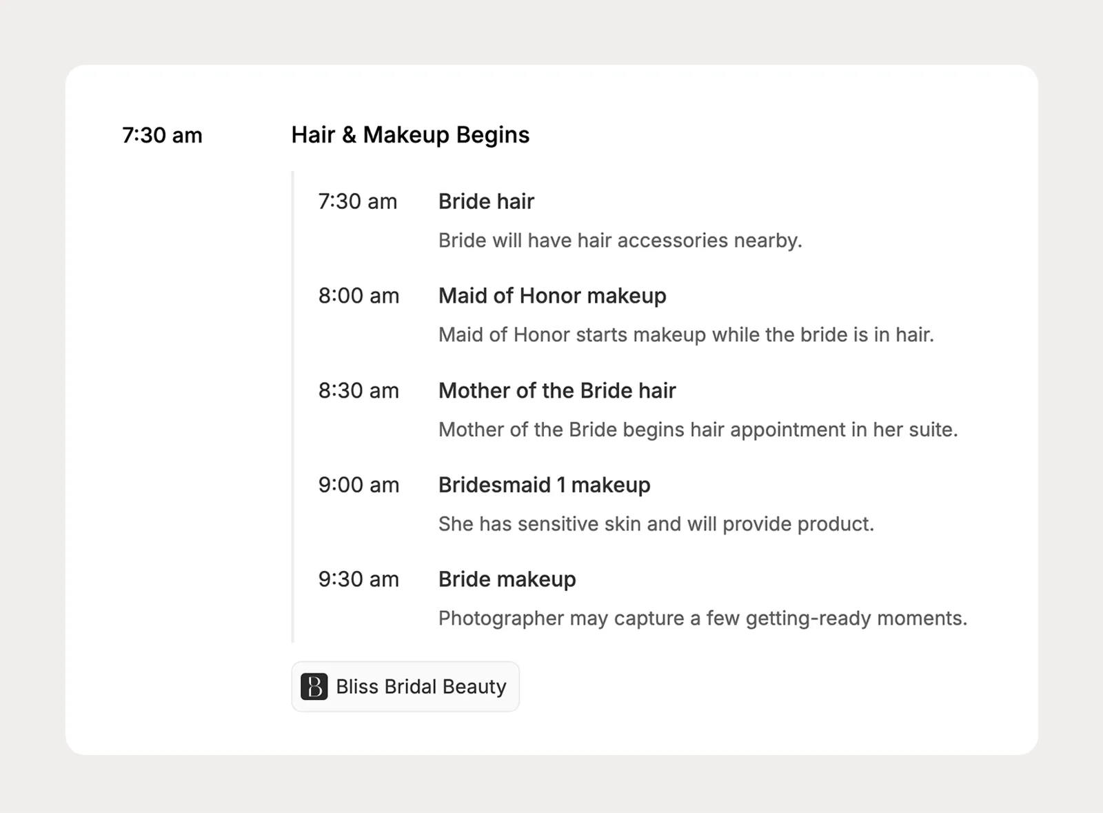 Create mini-schedules inside timeline items