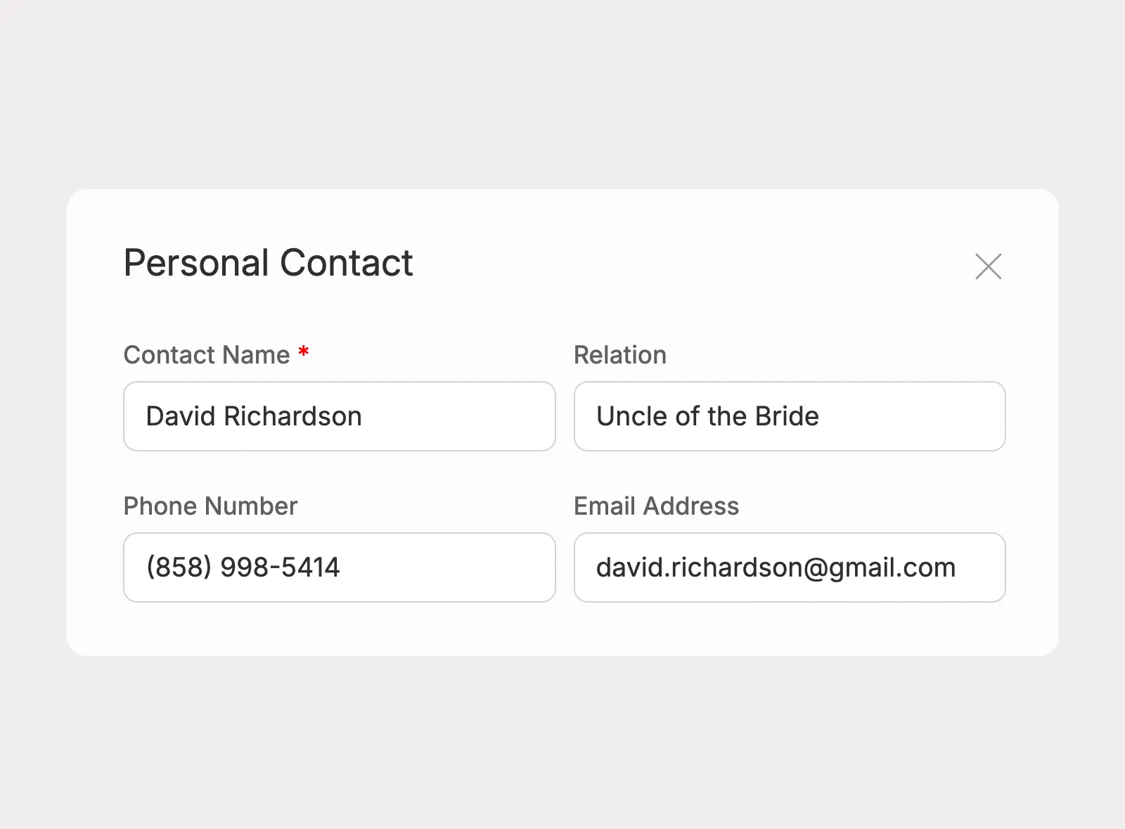 Add personal contacts helping with the event